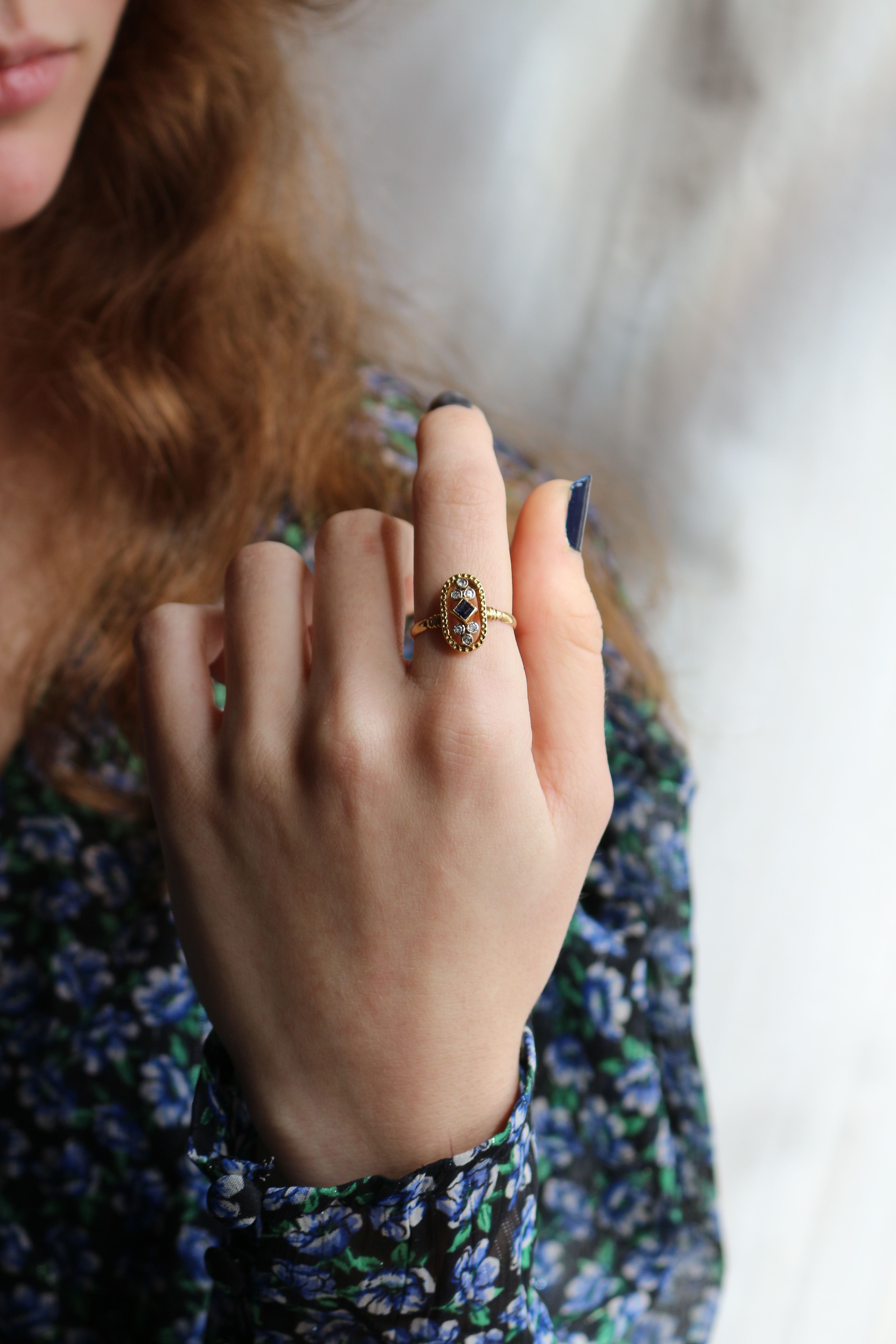 Oval Openwork Sapphire Ring