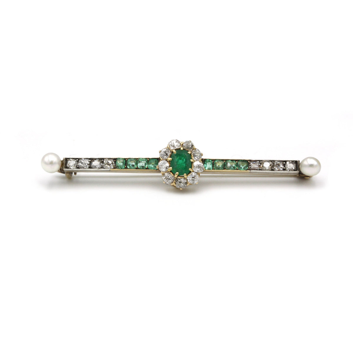 Broche - Or, Argent, Diamants & Emeraudes