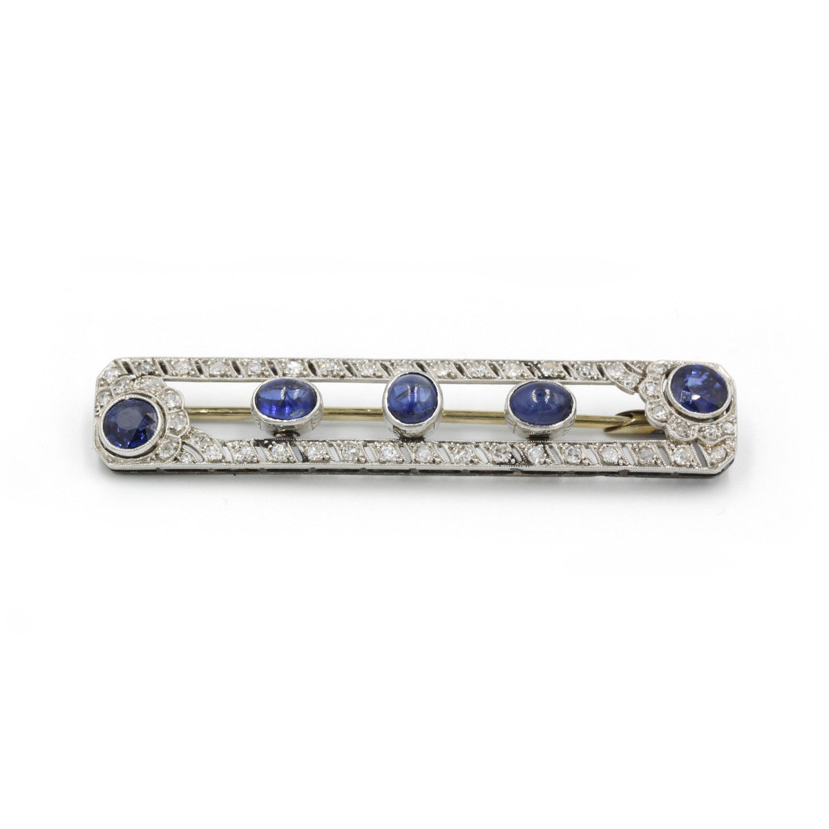 Broche - Or, Platine, Saphirs & Diamants