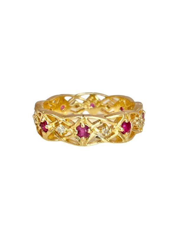Anneau d'Eternité GIVENCHY, en or 18k, rubis et diamants.