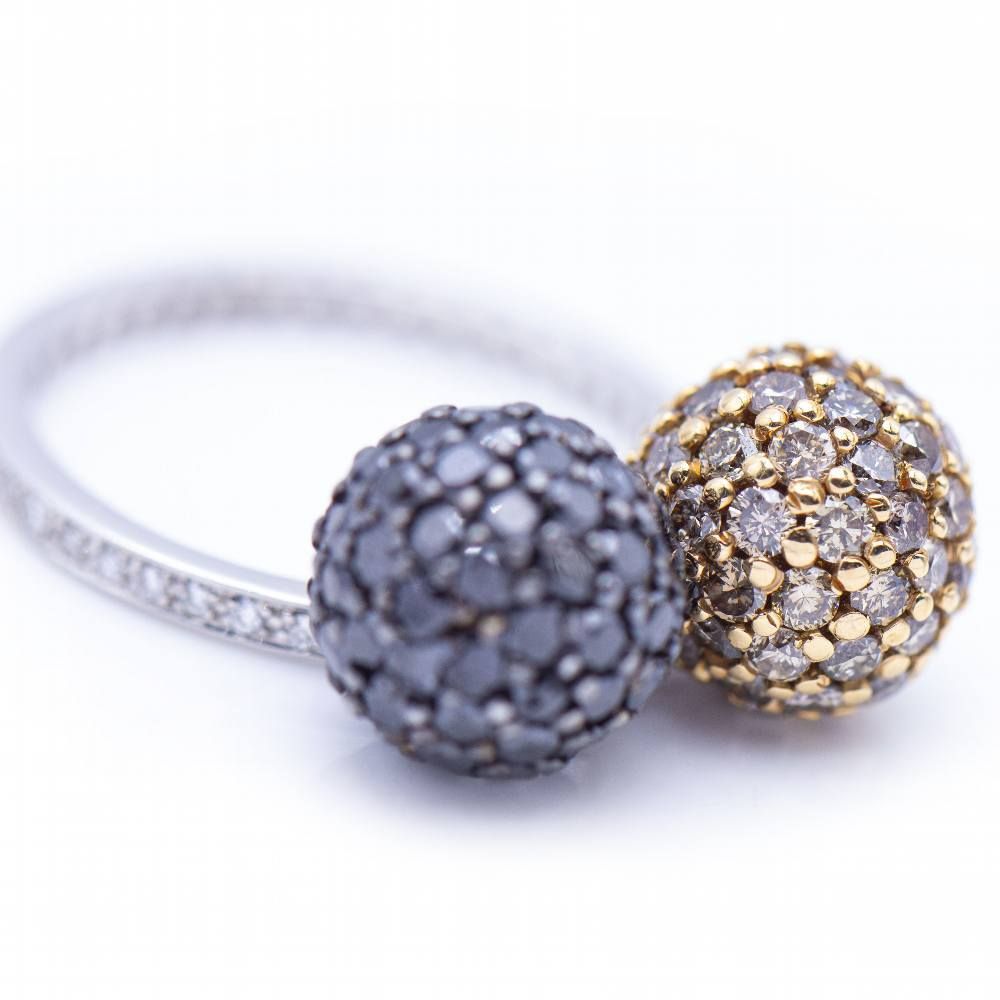 Bague Signature Bicolore avec Diamants