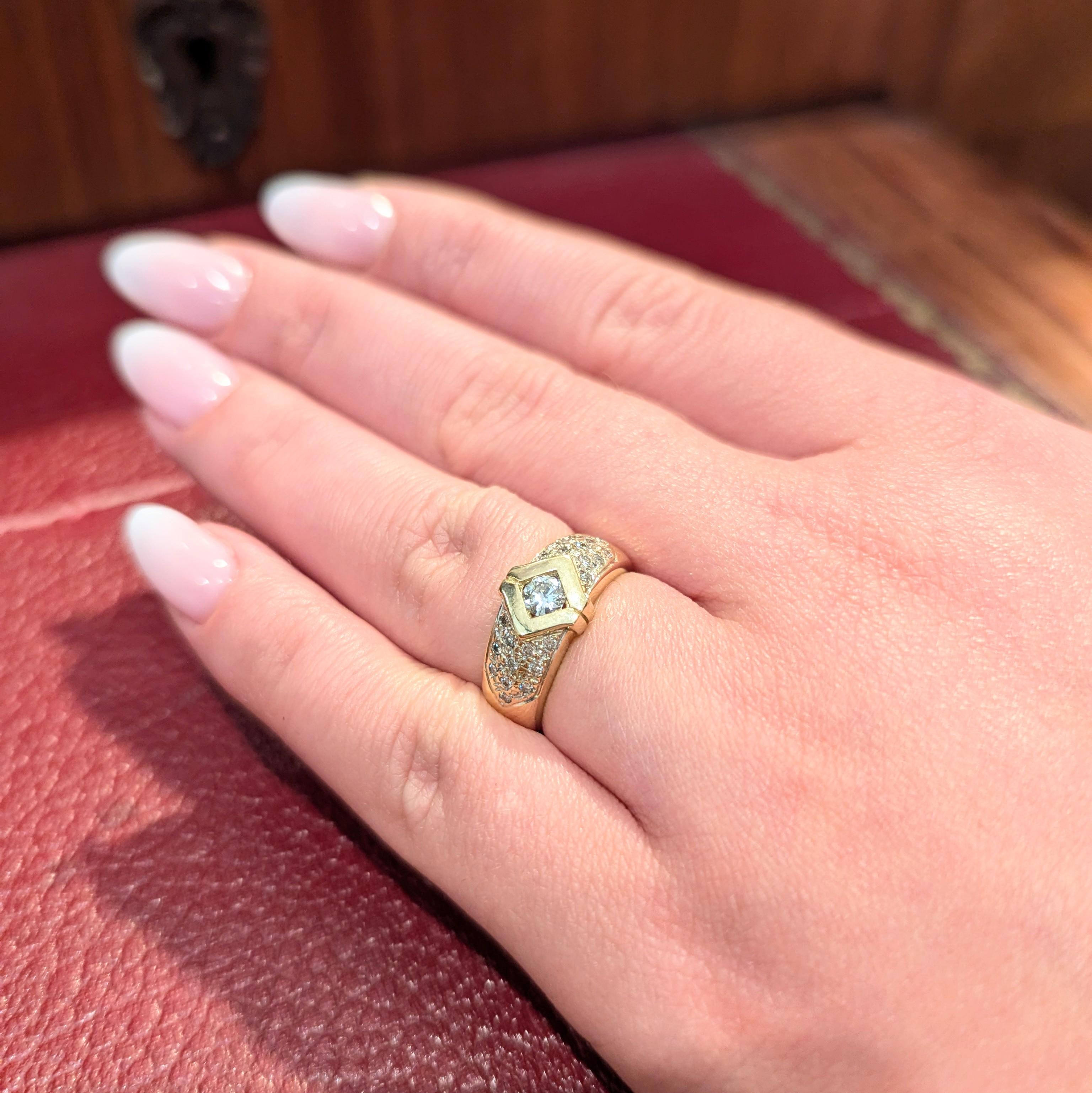 Yellow gold and diamond ring