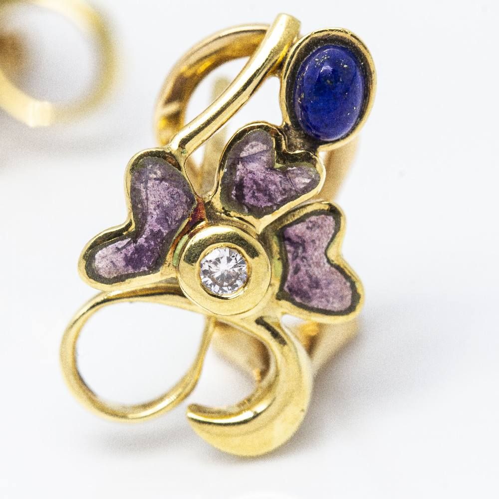 Pendientes Lapislazuli, Esmalte y Diamantes.