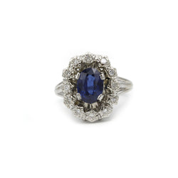 Bague - Or, Platine, Saphir & Diamants