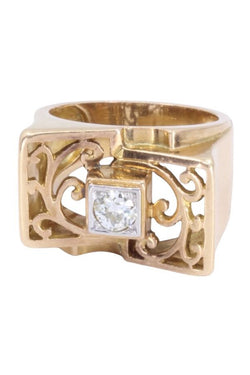 Bague Tank diamant en or jaune