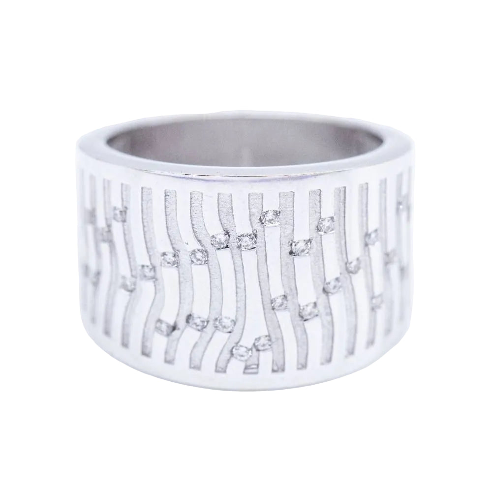 Bague BAMBU en or blanc et diamants d'occasion