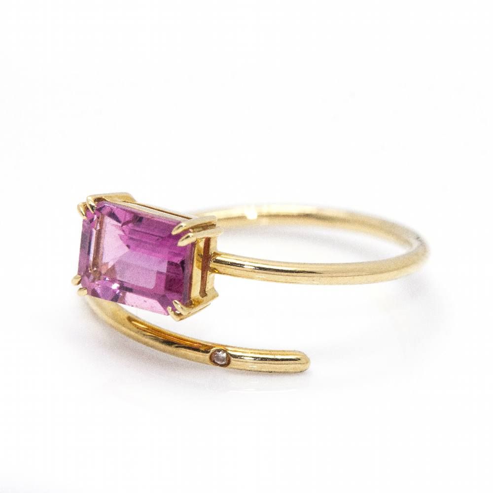 Ring RAY in yellow gold, tourmaline and diamond