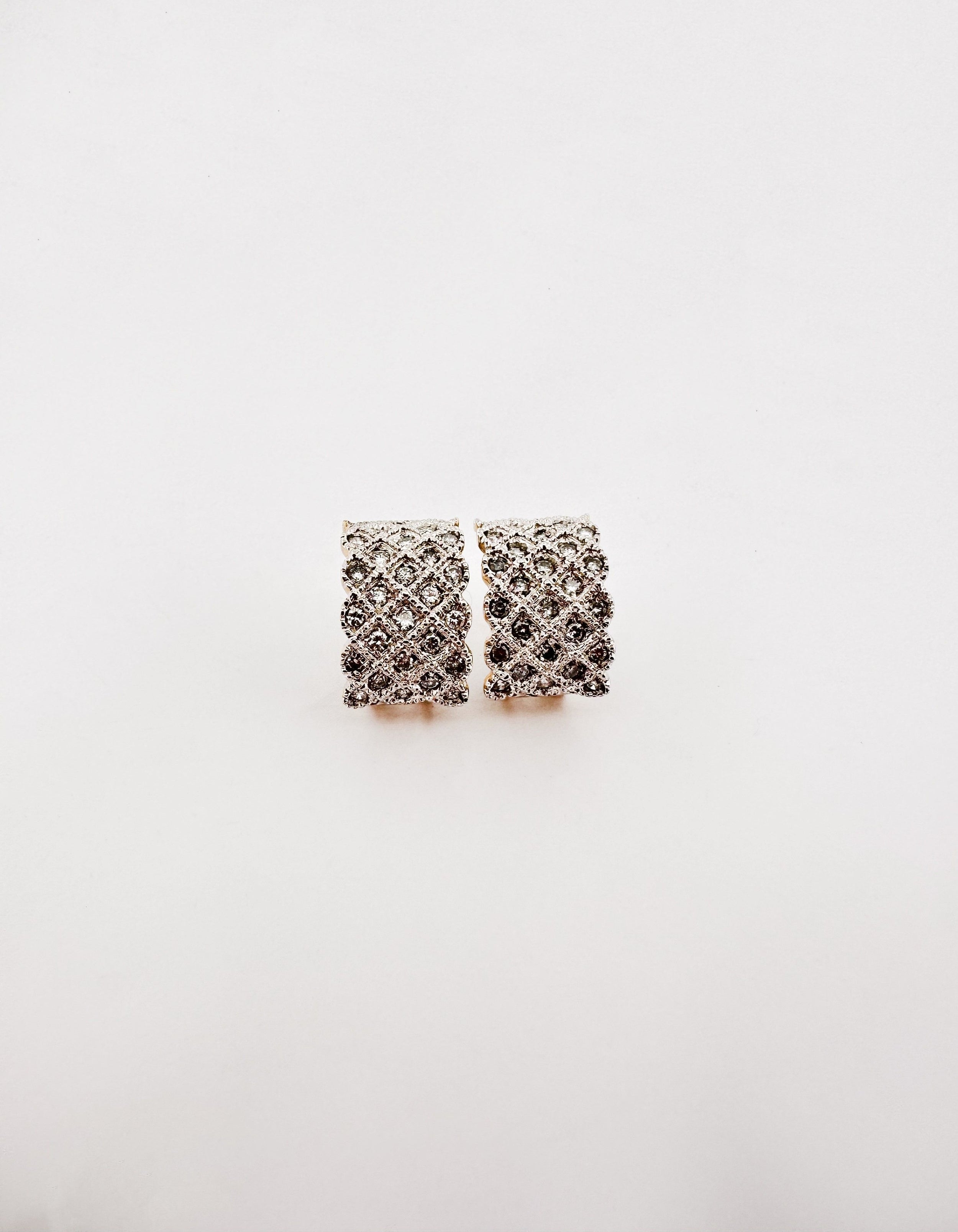 Boucles d'oreilles Pavées en or jaune et blanc et diamants