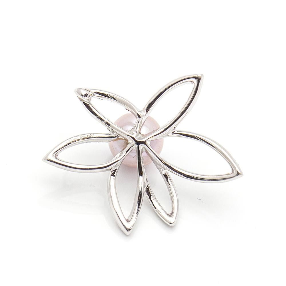 Pendentif fleur et perle en or