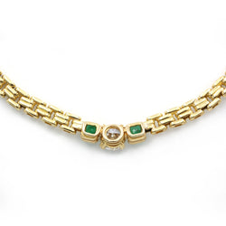 Necklace - Yellow Gold, diamond and Emeralds