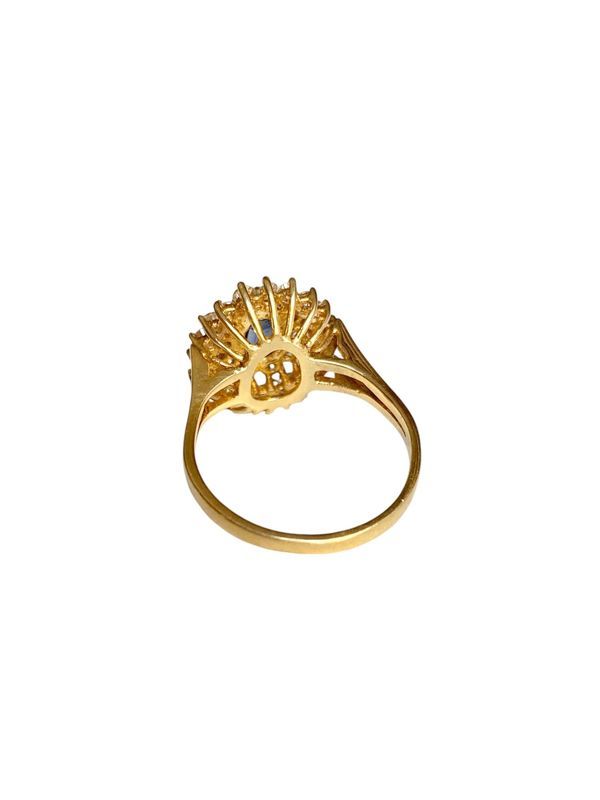 Bague en or jaune 18k saphir et diamants