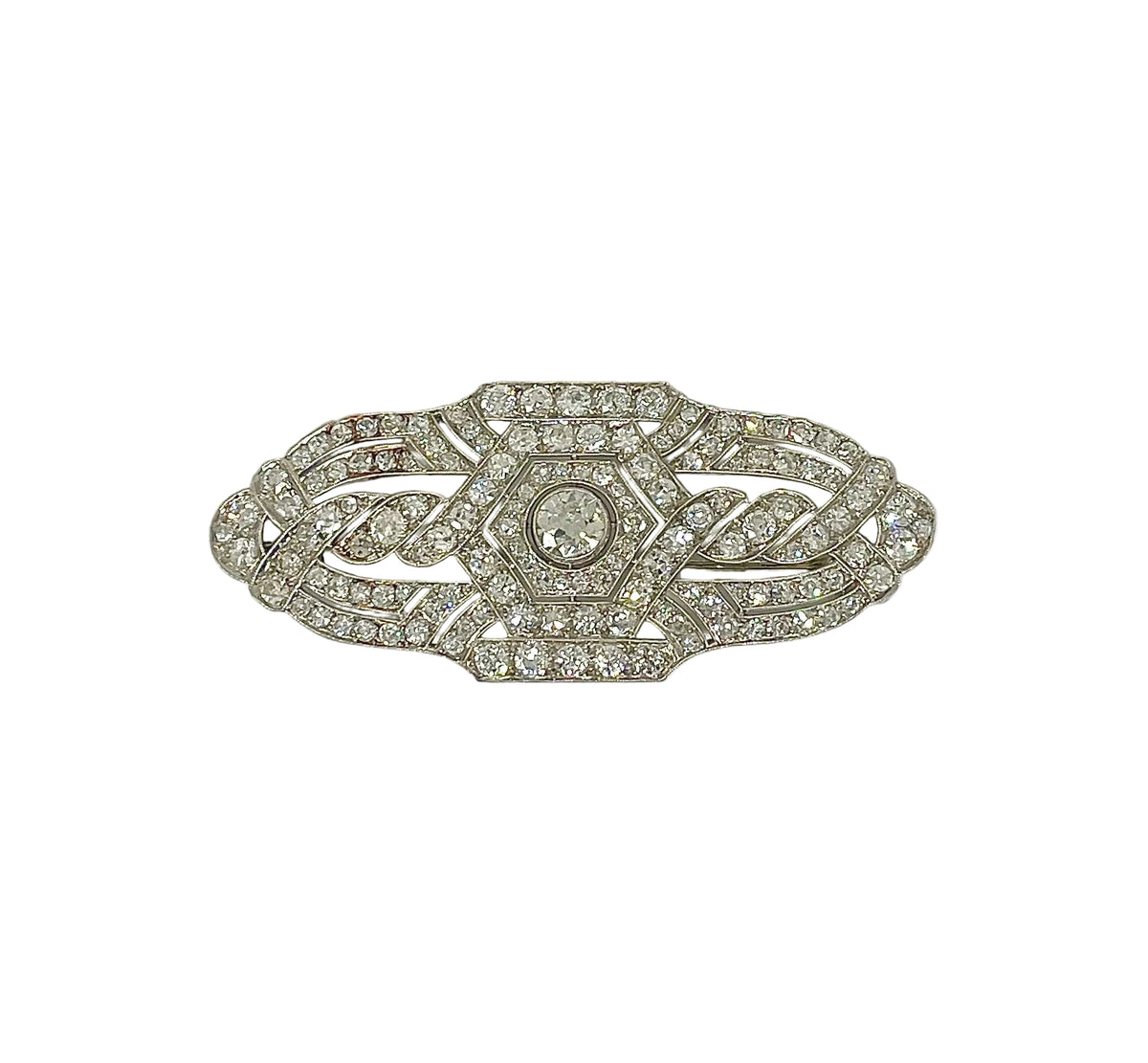 Broche Art Déco platine et 5,8 carats de diamants