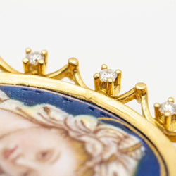Médaille de la Vierge en émail avec diamants