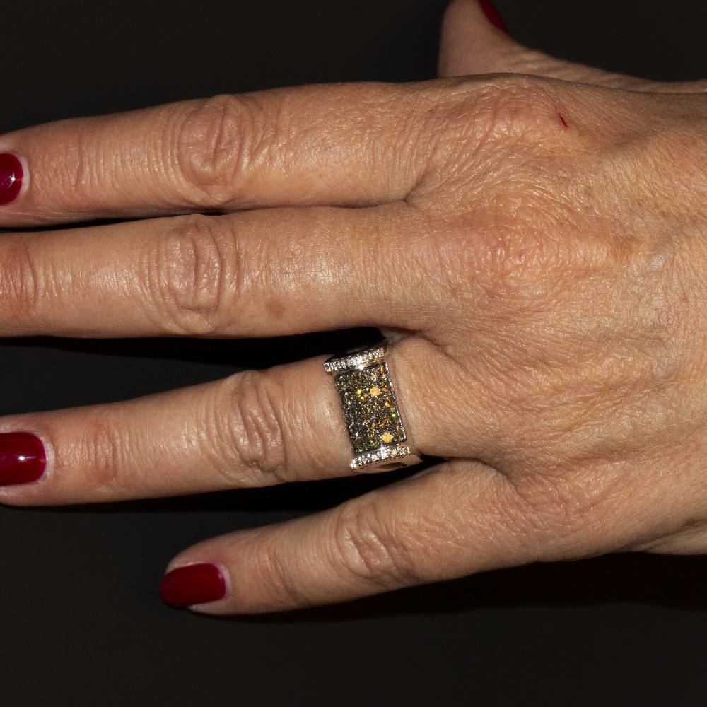 Bague en or blanc et diamants Champagne d'occasion