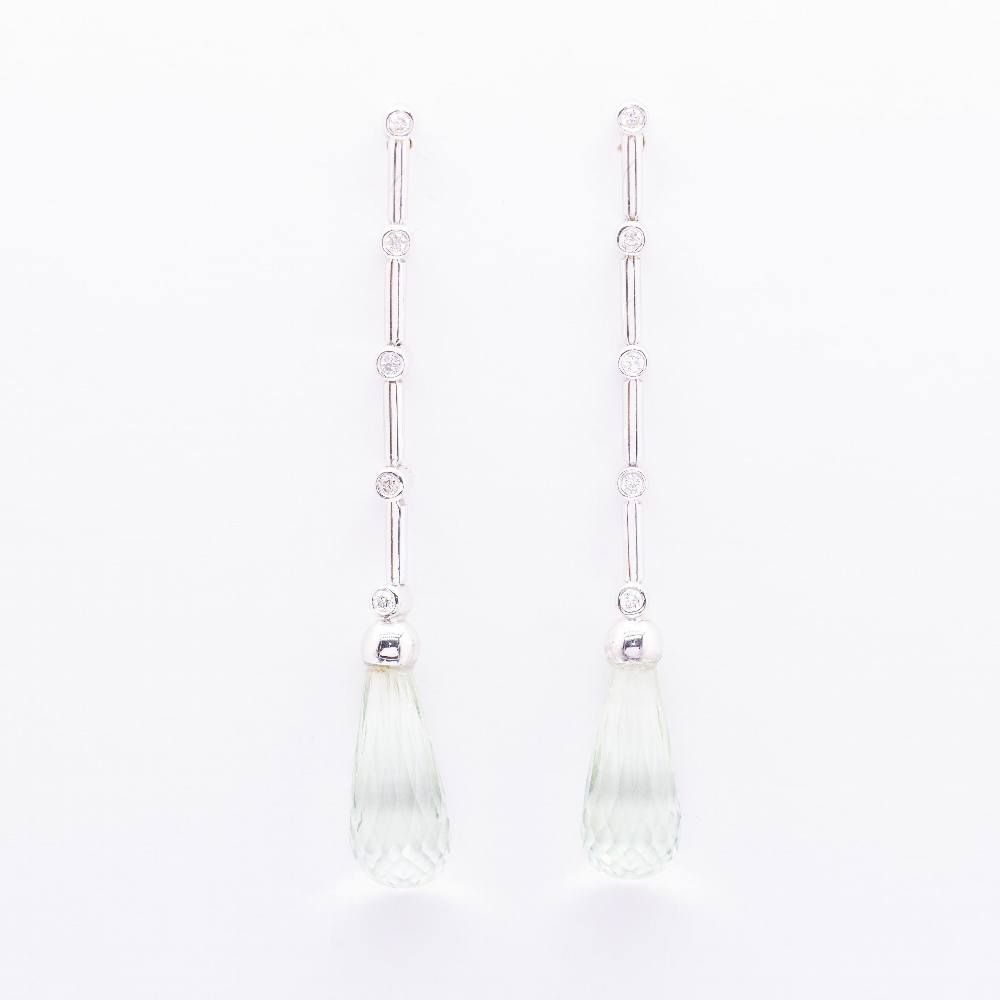 Boucles d'oreilles or blanc et diamants PRASIOLITE