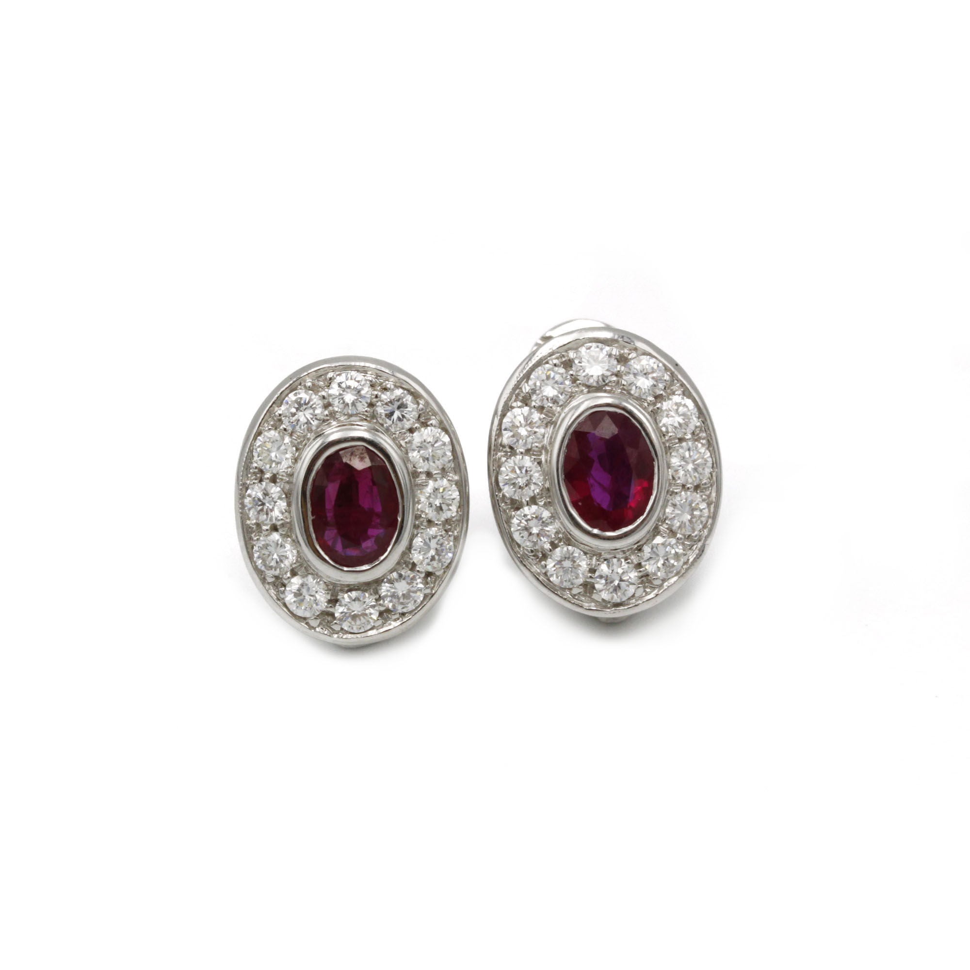 Boucles d'oreilles - Or, diamants et rubis