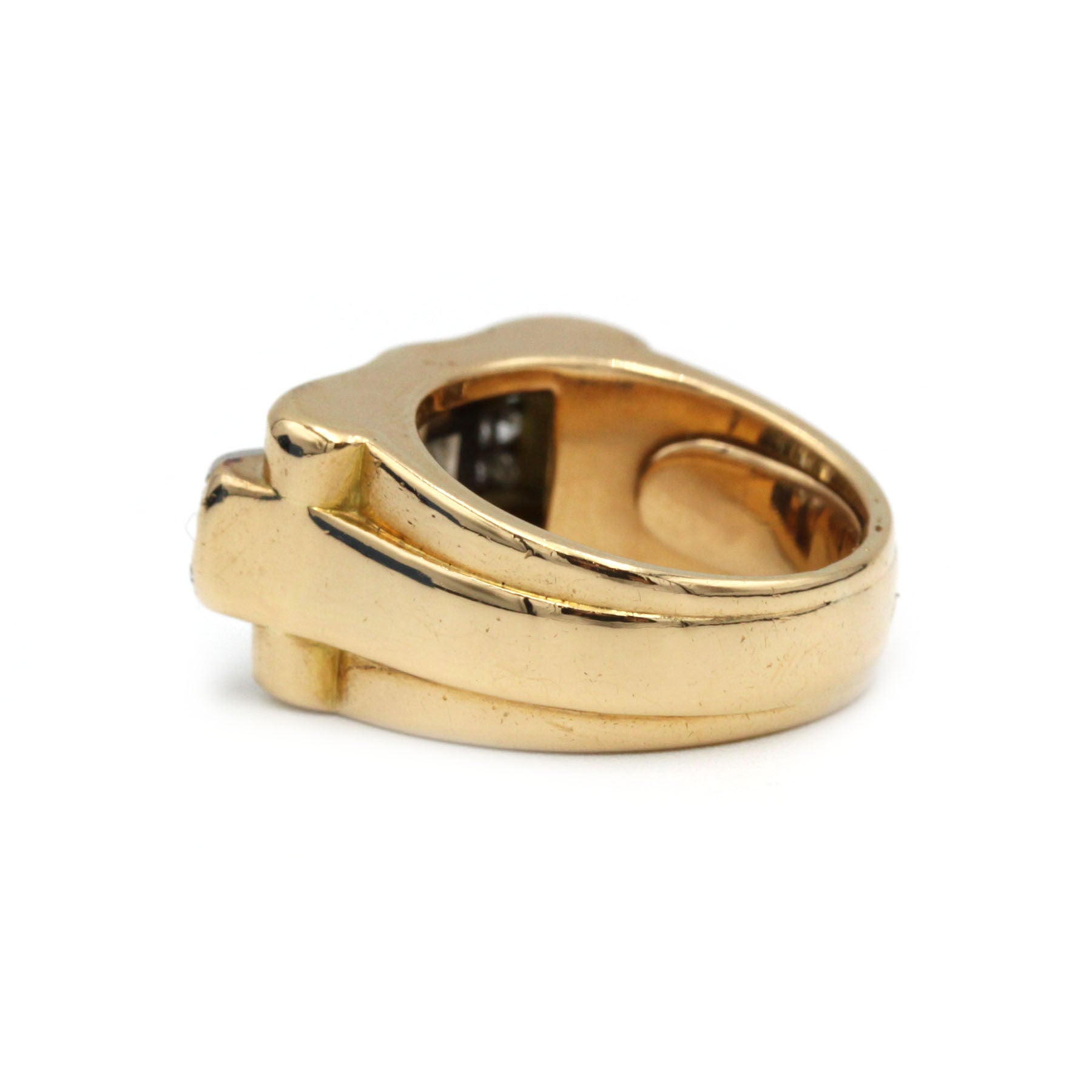 Ring Tank in yellow gold, paltinium and diamonds