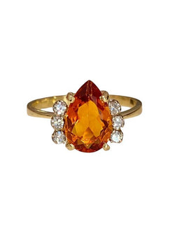 Bague, en or jaune 18k ornée d'une citrine et diamants