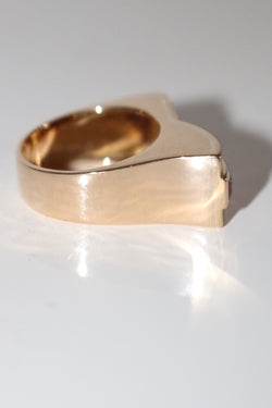 Bague Tank Diamant Et Pierres Rouges