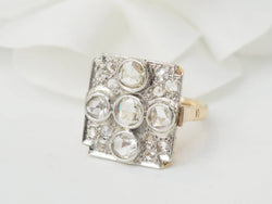 Bague ancienne en or jaune et platine avec diamants