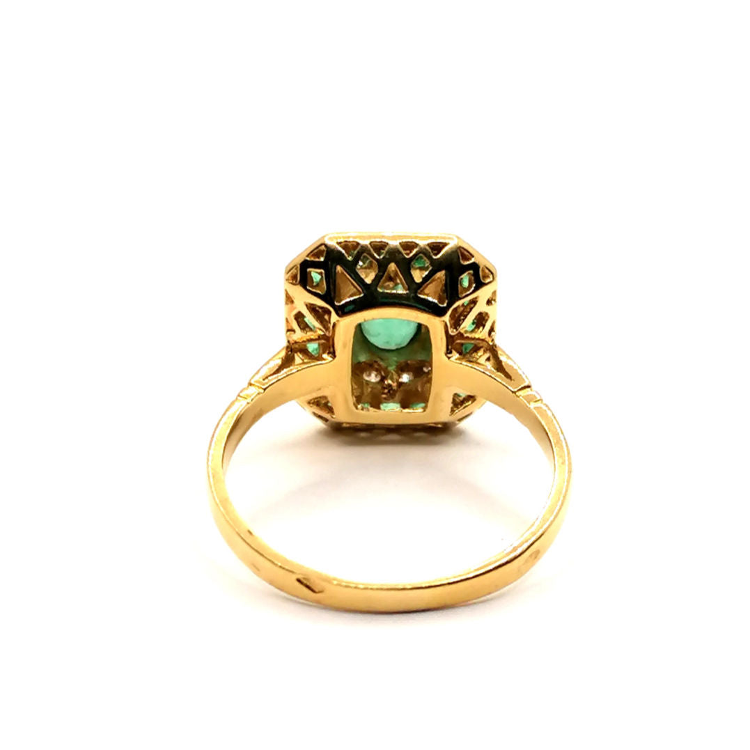 Bague vintage émeraudes diamants