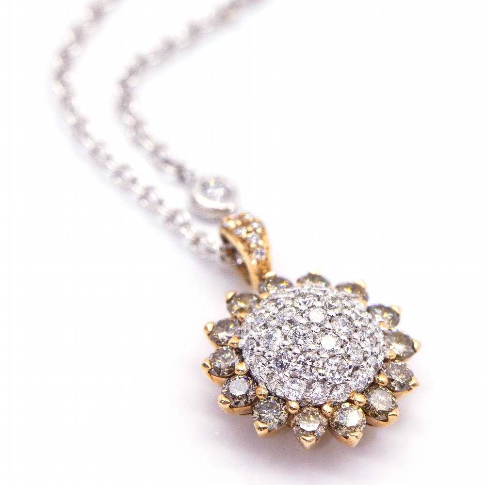 Collier SUNFLOWER en or rose et diamants.