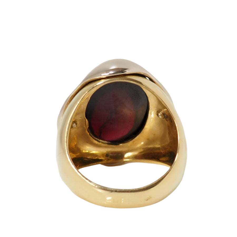 Yellow gold, white gold and amethyst bangle ring