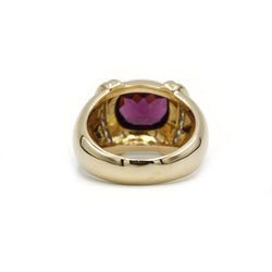 Bague Jonc en or, rhodolite et diamants