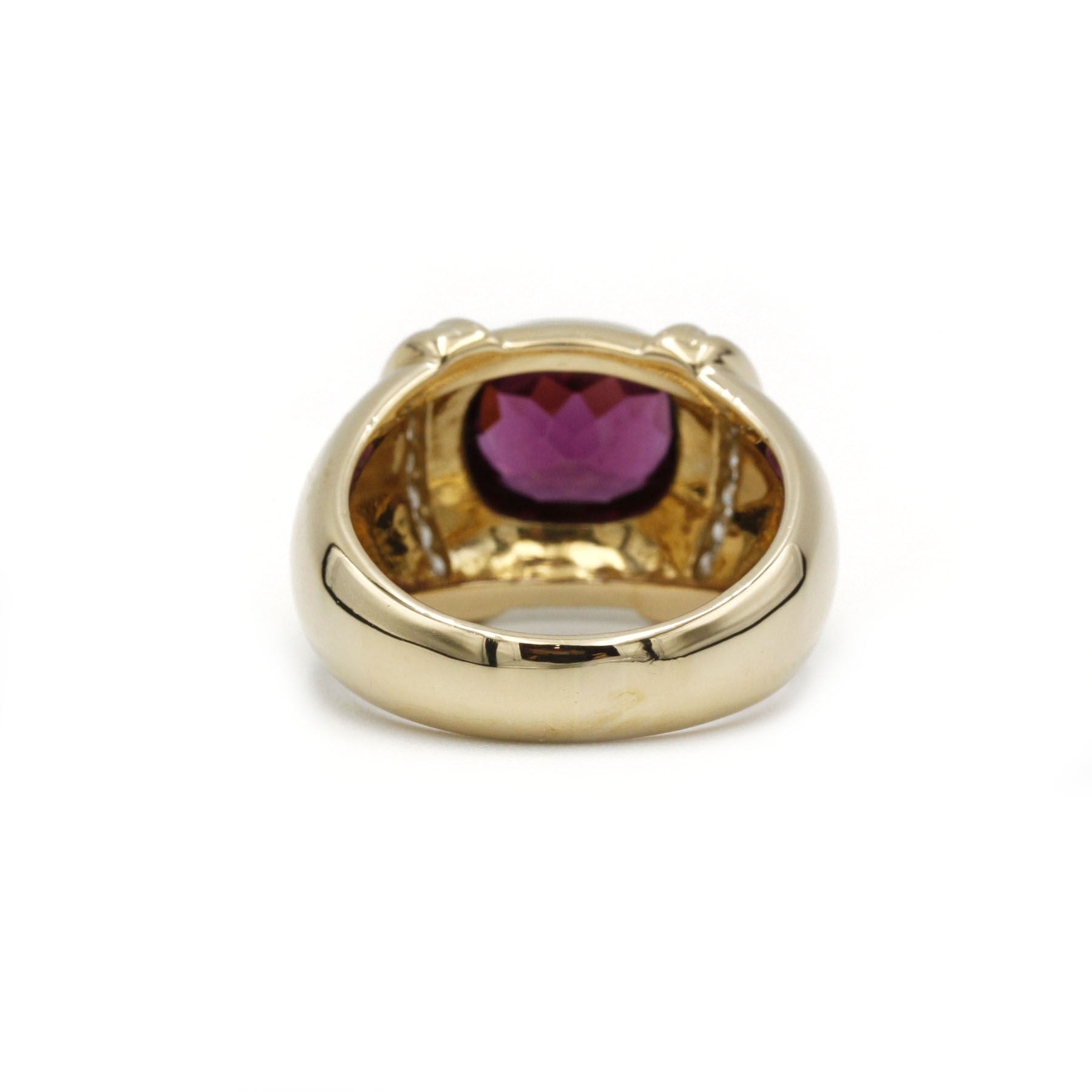 Bague Jonc en or, rhodolite et diamants