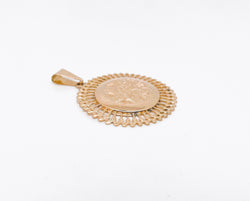 Médaille motif floral grand modèle en or rose