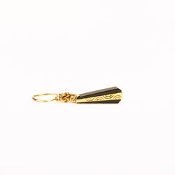 Onyx and yellow gold dangling sleeper earrings