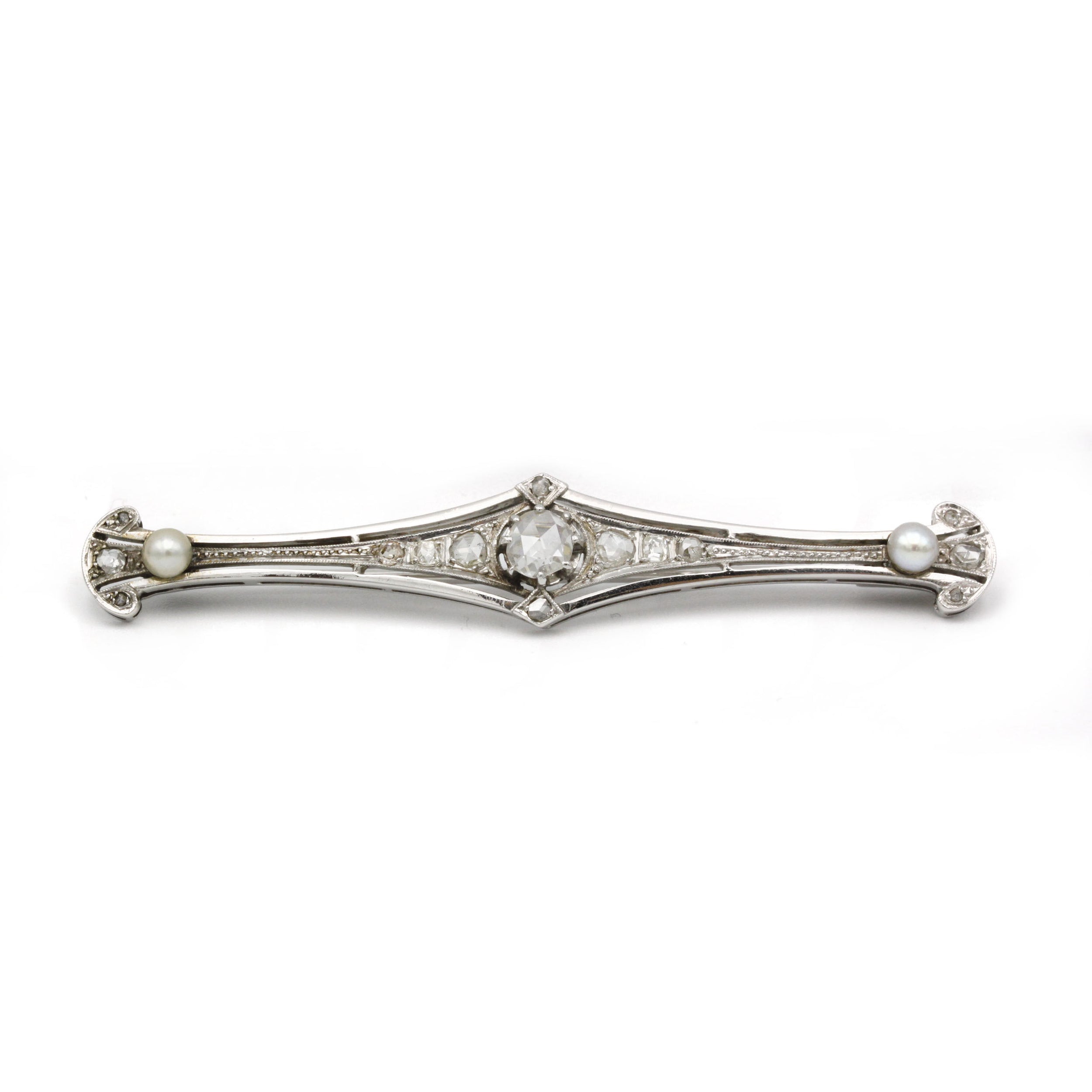 Broche - Or, diamants et perles
