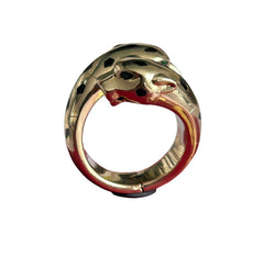 CARTIER Panthère "Toi &amp; Moi" ring in yellow gold, black lacquer, tsavorites and onyx