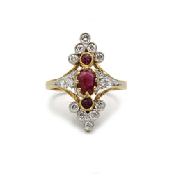 Bague en or et diamants rubis