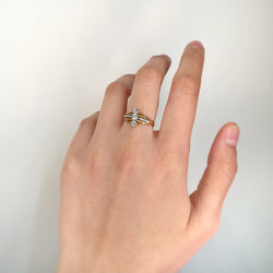 Bague - Or jaune, Platine & Diamants