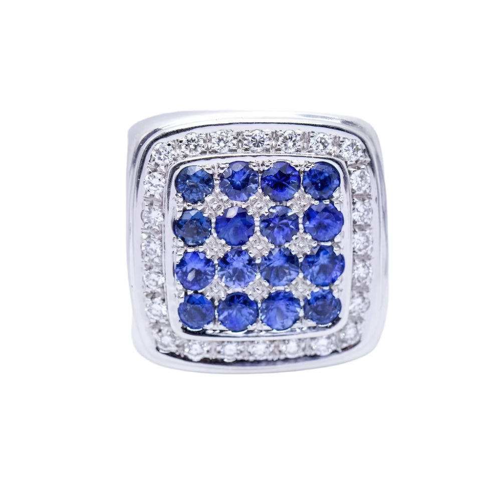 Bague en or avec diamants et saphirs d'occasion