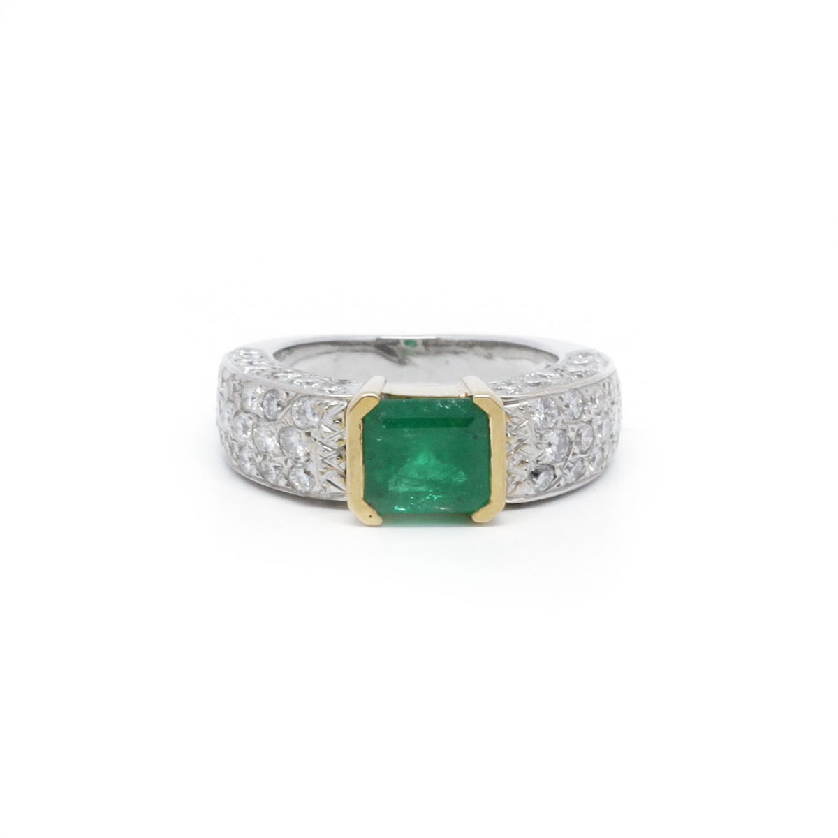 Bague - Or, Emeraude Et Diamants