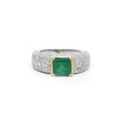 Bague - Or, Emeraude Et Diamants