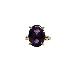 Bague en or jaune 18 carats et amethyste 9 carats - Taille EU61