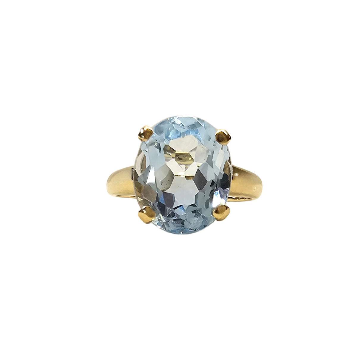 Bague en or jaune 18 carats et Topaze naturelle taille ovale- Taille EU53