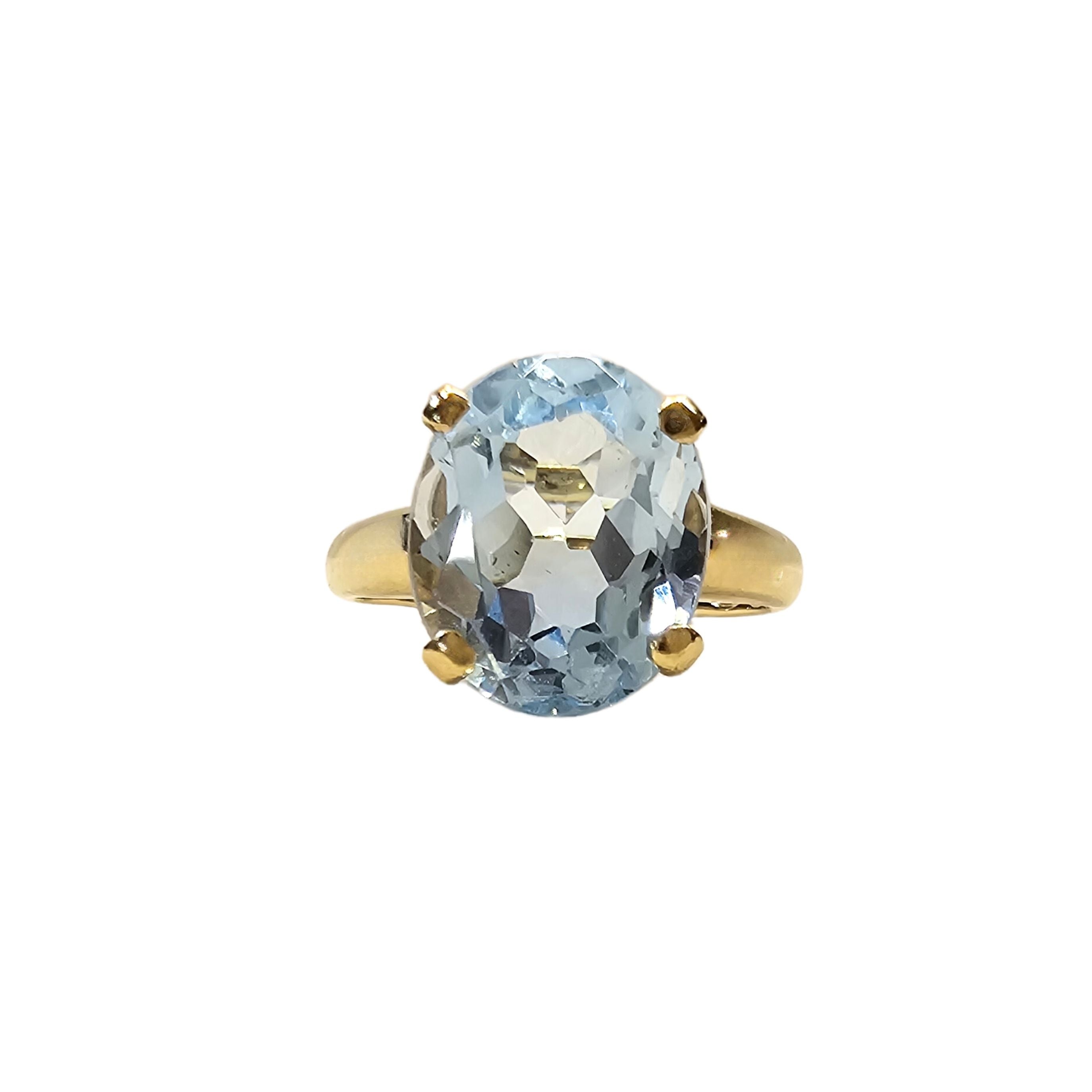 Bague en or jaune 18 carats et Topaze naturelle taille ovale- Taille EU53