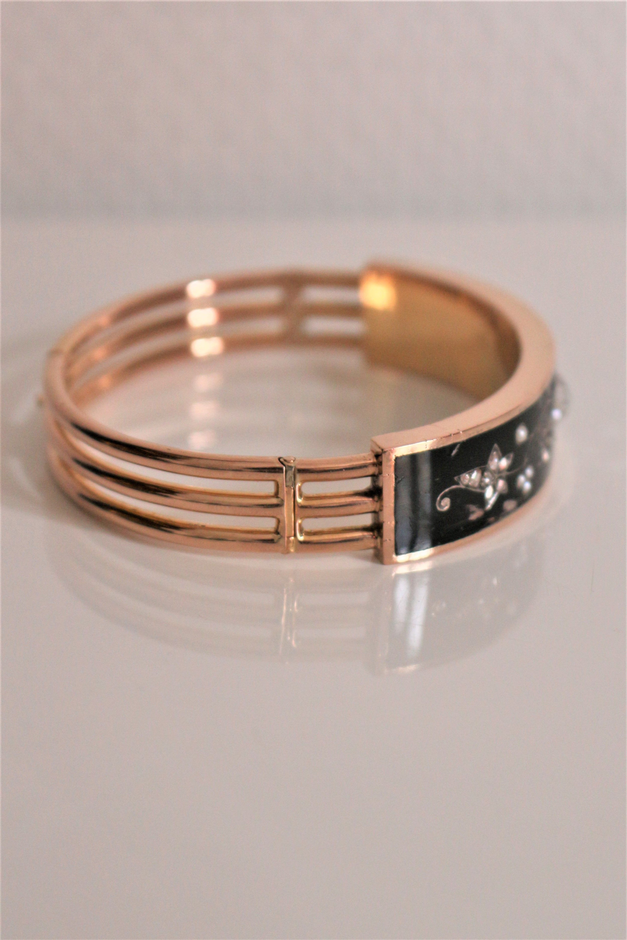 Bracelet Napoléon III Or Rose Et émail Noir