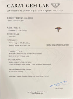 Ring XIXème - Yellow gold, diamonds, ruby and sapphire.