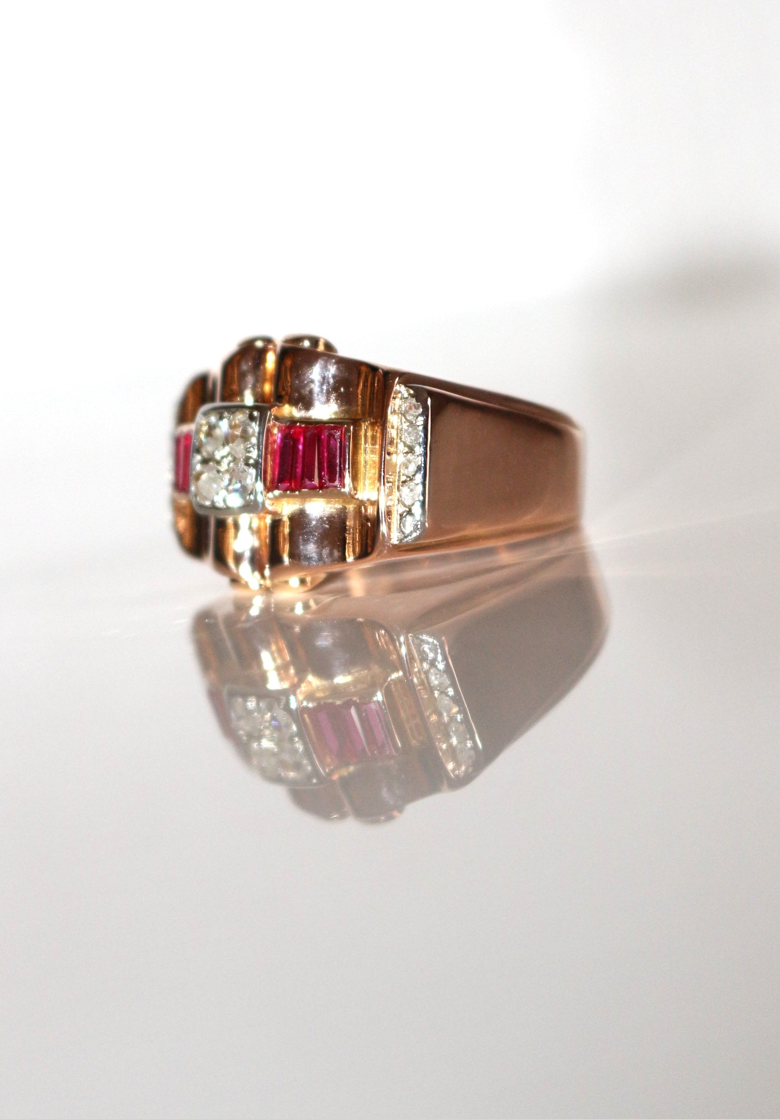 Ruby diamond tank ring