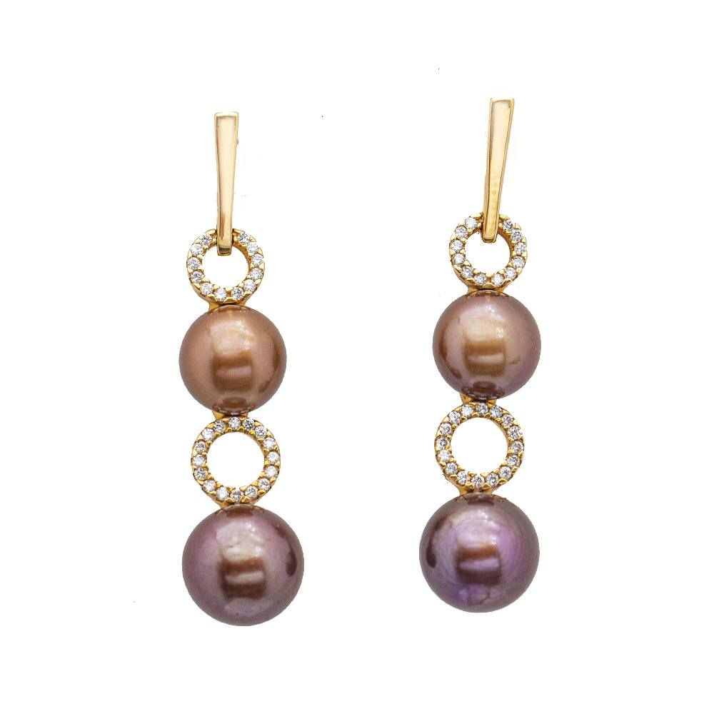 Boucles d'oreilles ORÊ avec diamants et perles