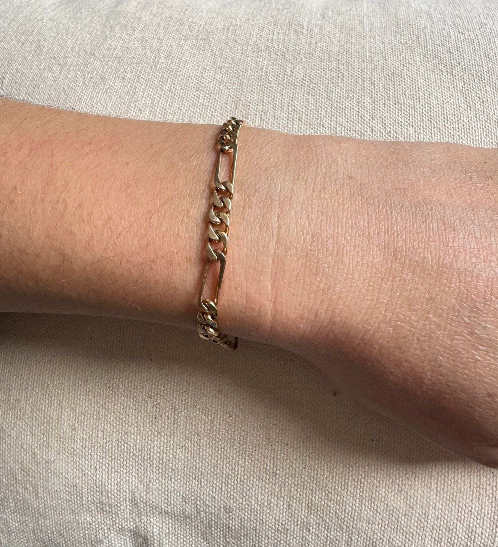 Bracelet En Or Rose Mailles Figaro