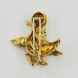 BOUCHERON “Walking Duck” brooch clip in yellow gold and diamond
