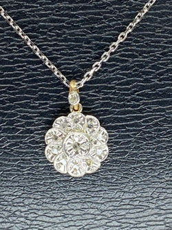 Pendentif chaîne en or 18 carats : fleur en diamants de taille rose