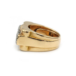 Ring Tank in yellow gold, paltinium and diamonds
