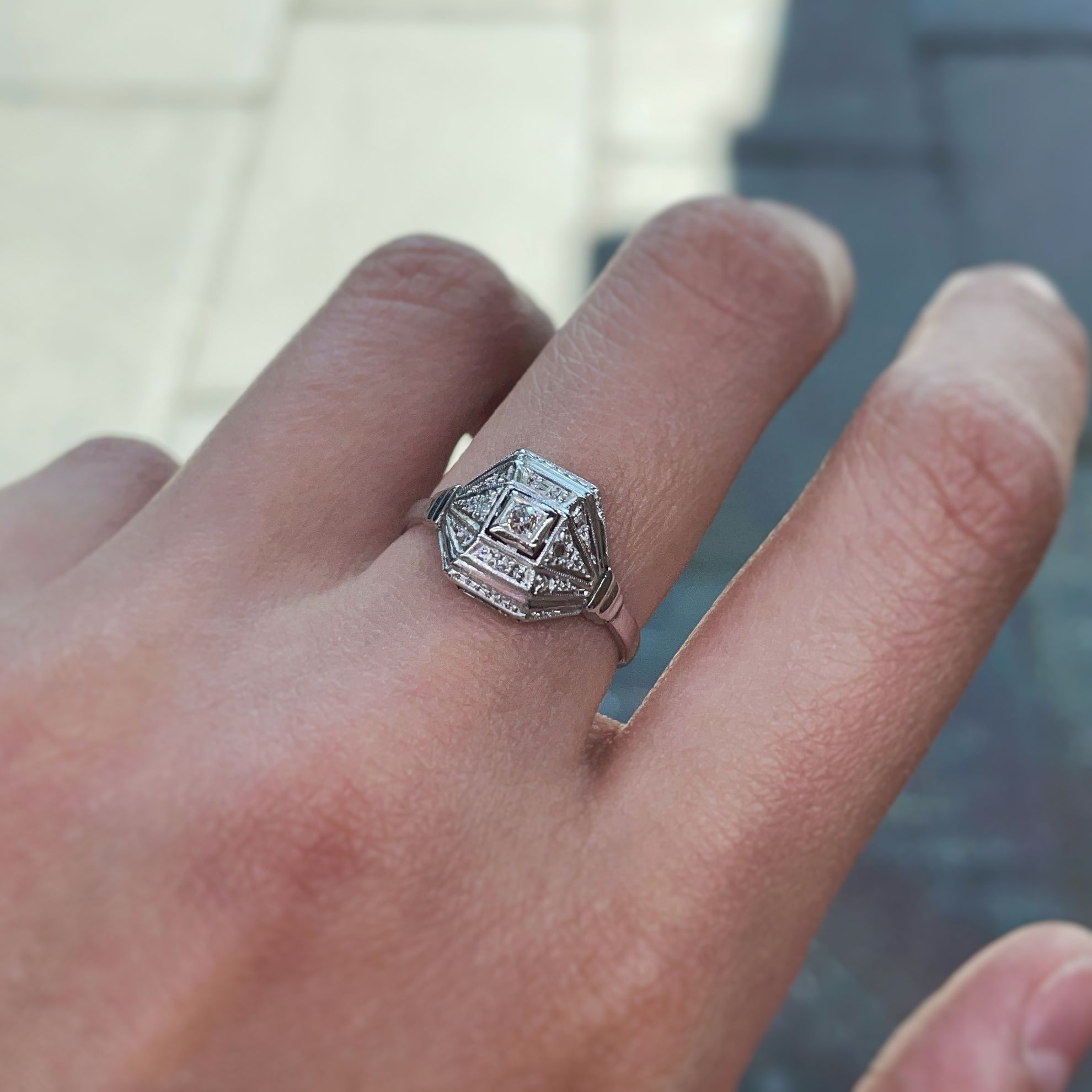 Bague - Or blanc, Platine & Diamants